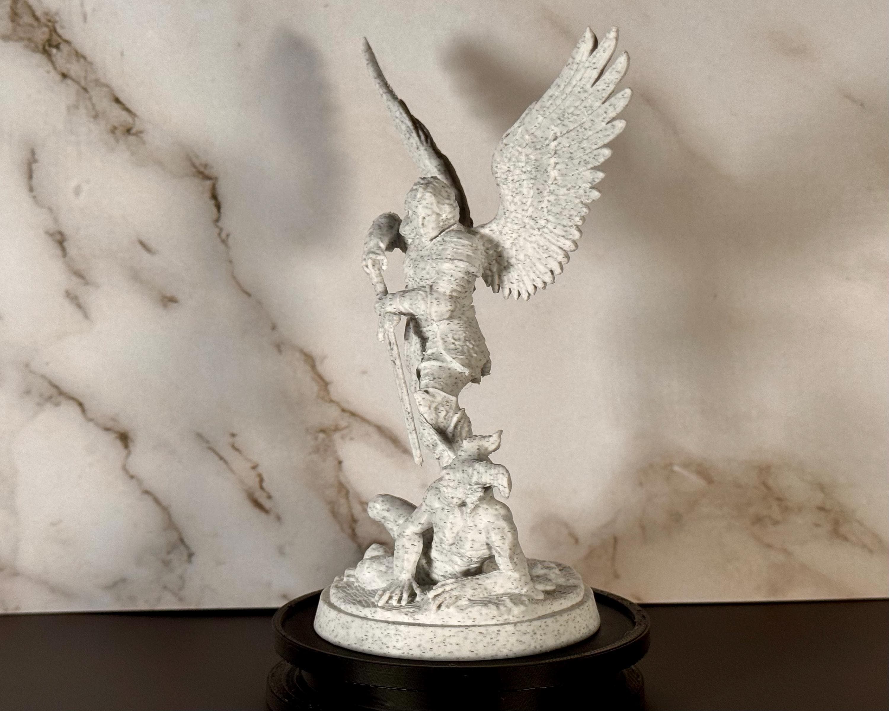 Archangel Michael Statue – 4.7” Desk Size – Christian Sculpture – Religious Decor – Desktop Series