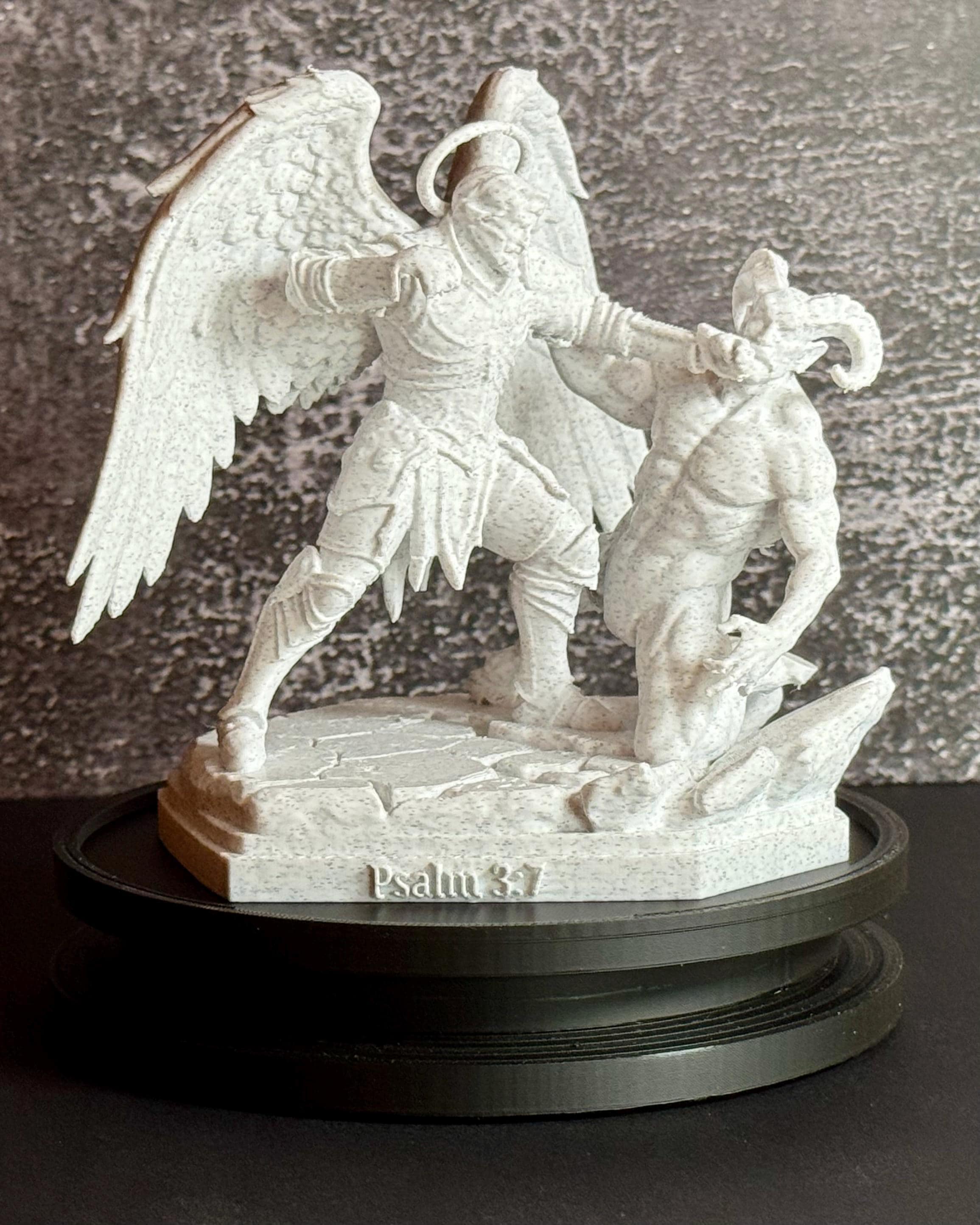 Archangel Michael Statue – Psalm 3:7 – Christian Religious Sculpture – Angel Defeating Evil – Faith Decor