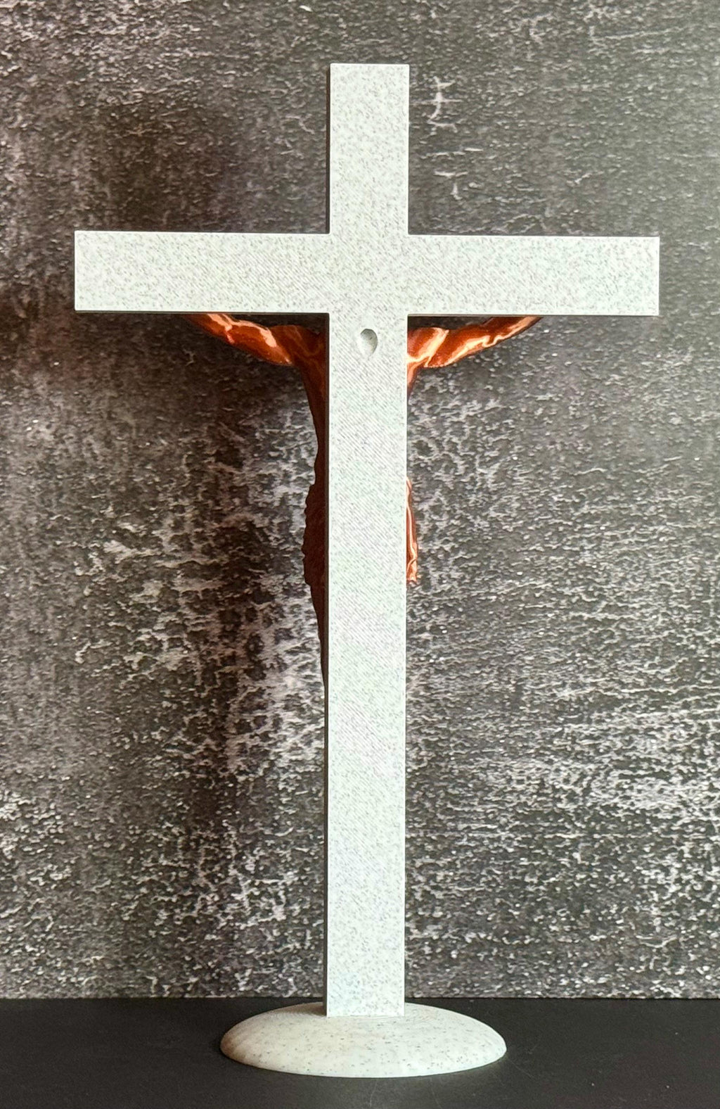 Crucifix Statue Marble Like Cross with Copper Like Jesus | Christian Wall Decor | Handmade Religious Gift