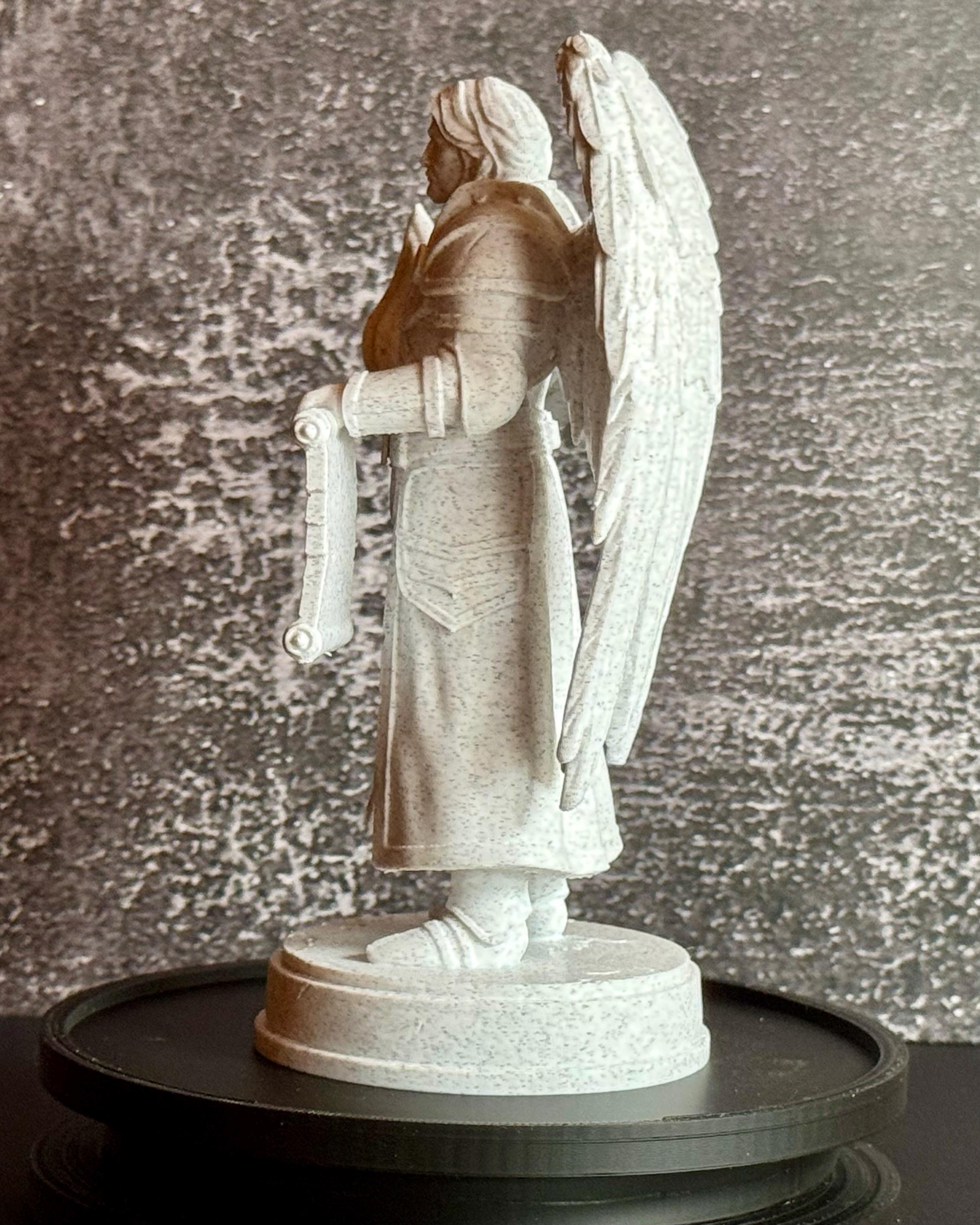 Archangel Uriel Statue – Angel of Wisdom with Flame & Scroll – Christian Decor