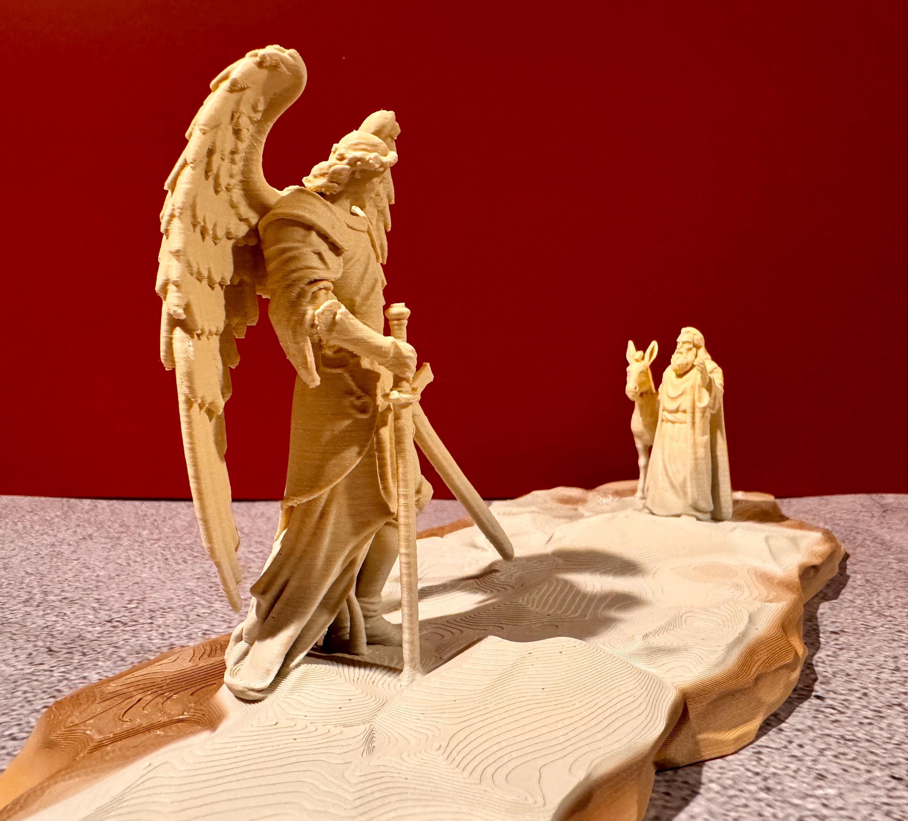 Balaam and Angel Statue – Numbers 22 Biblical Scene, 3D Printed Religious Art