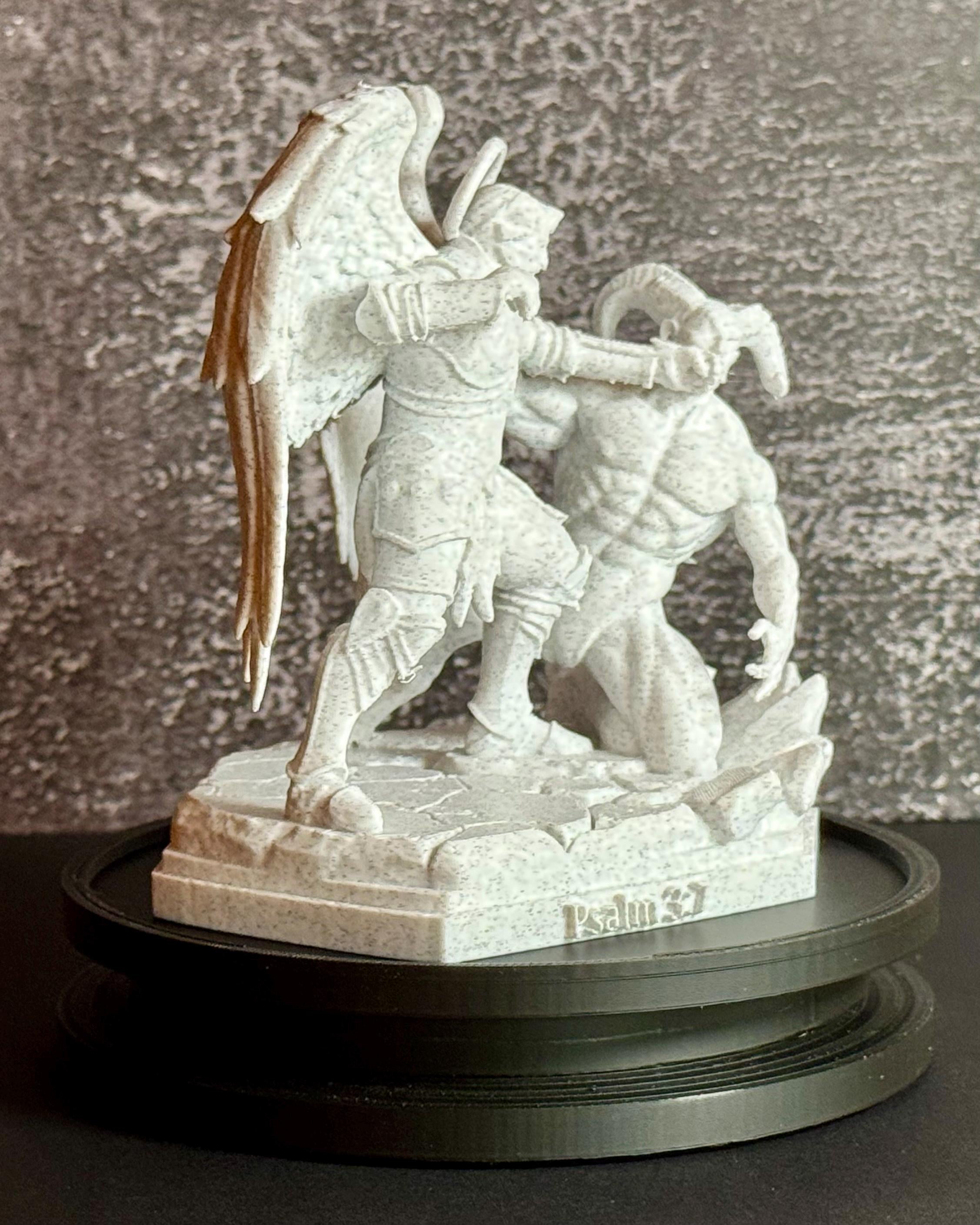 Archangel Michael Statue – Psalm 3:7 – Christian Religious Sculpture – Angel Defeating Evil – Faith Decor