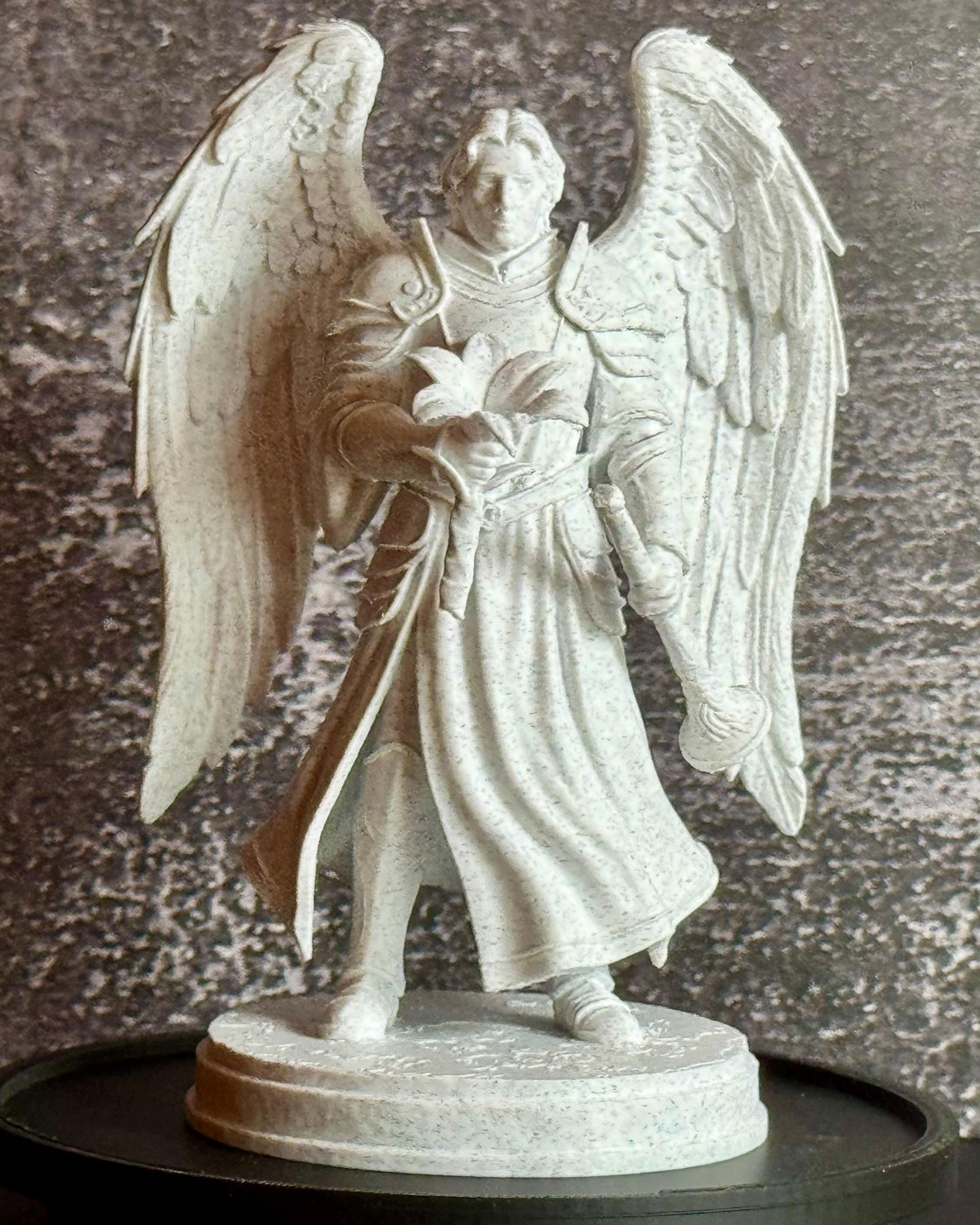 Archangel Gabriel Statue – Christian Religious Figurine – Angel with Lily – Faith Decor – Spiritual Gift