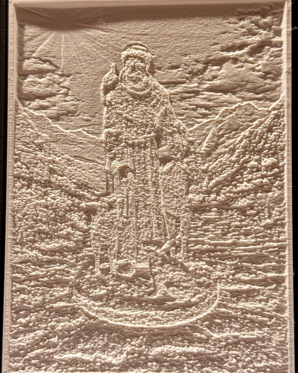 Illuminated Saint Francis Lithophane | Backlit Religious Art | LED Faith Decor | Christian Gift