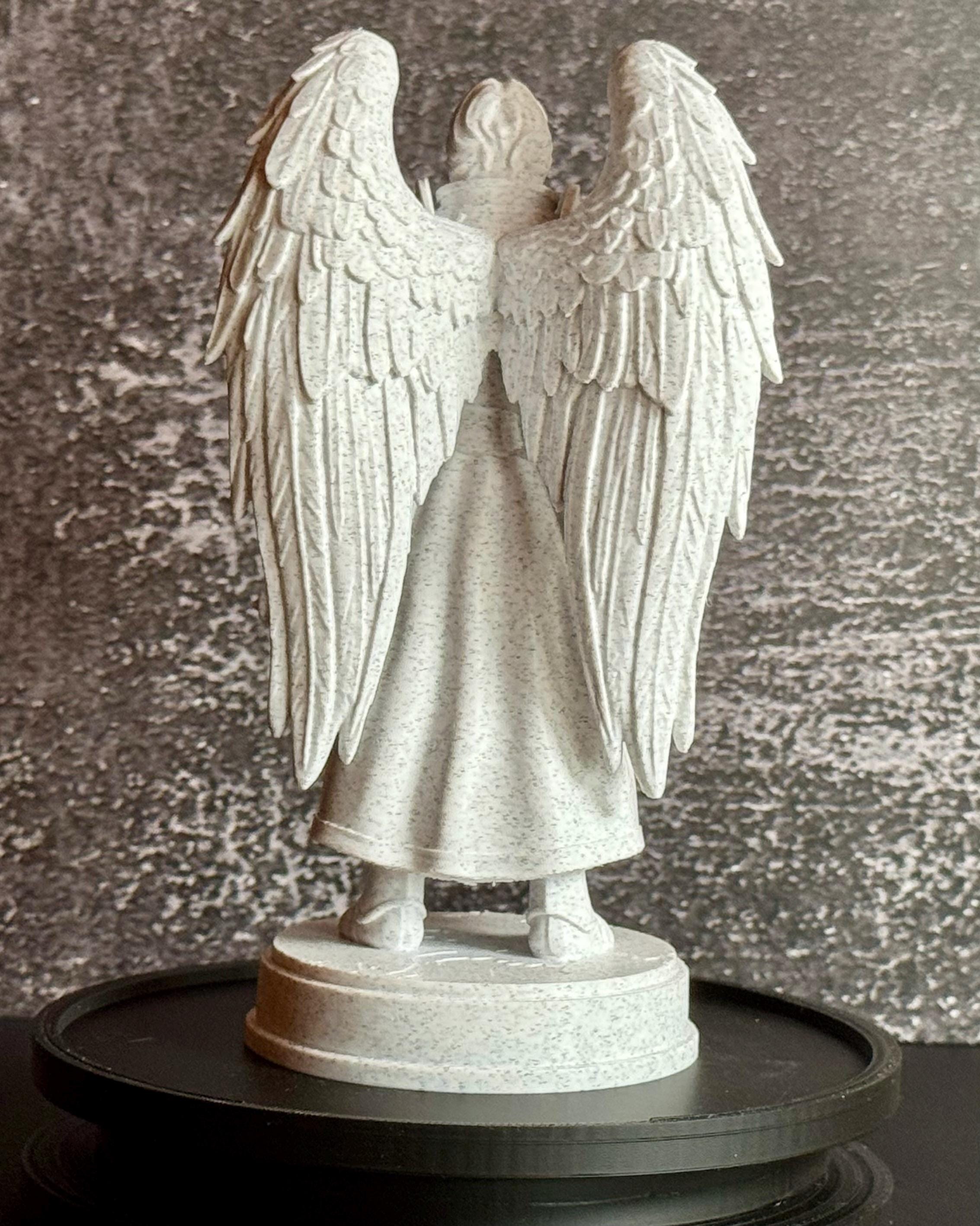 Archangel Uriel Statue – Angel of Wisdom with Flame & Scroll – Christian Decor