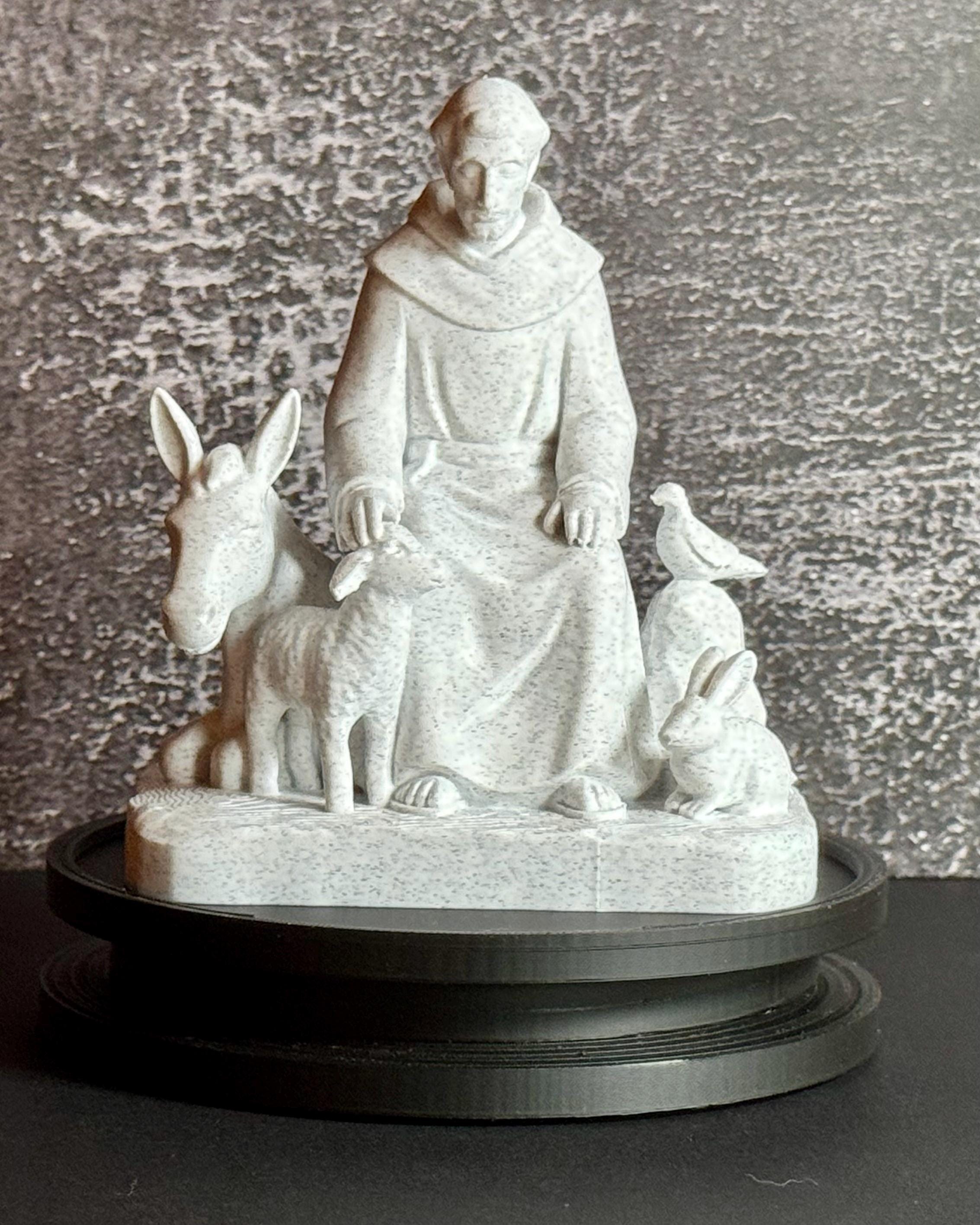Seated St. Francis Statue with Animals | Patron Saint of Animals | Pet Memorial Christian Decor