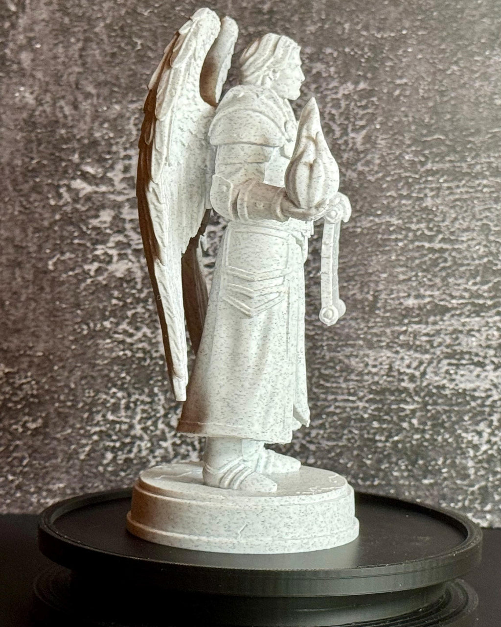 Archangel Uriel Statue – Angel of Wisdom with Flame & Scroll – Christian Decor