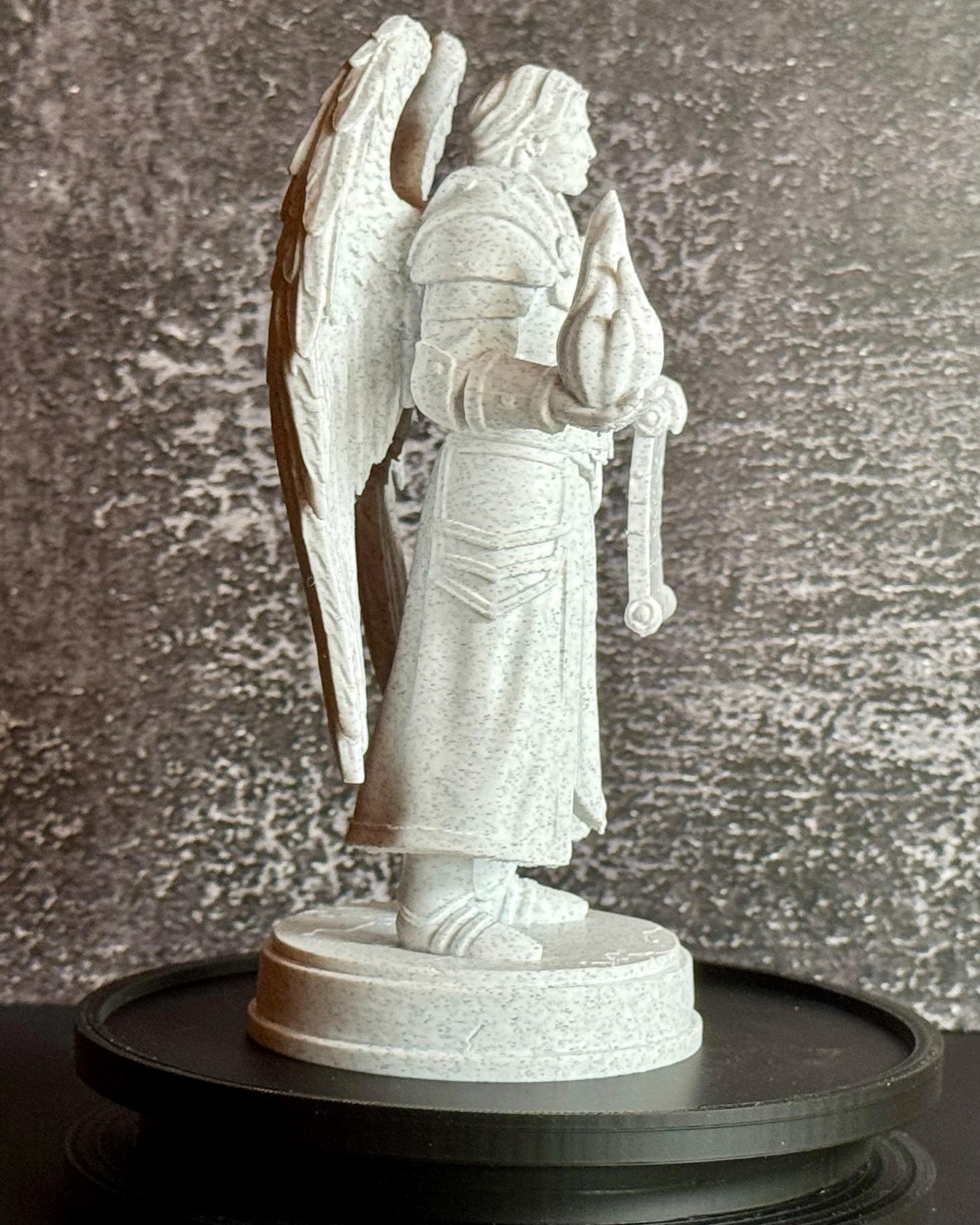 Archangel Uriel Statue – Angel of Wisdom with Flame & Scroll – Christian Decor