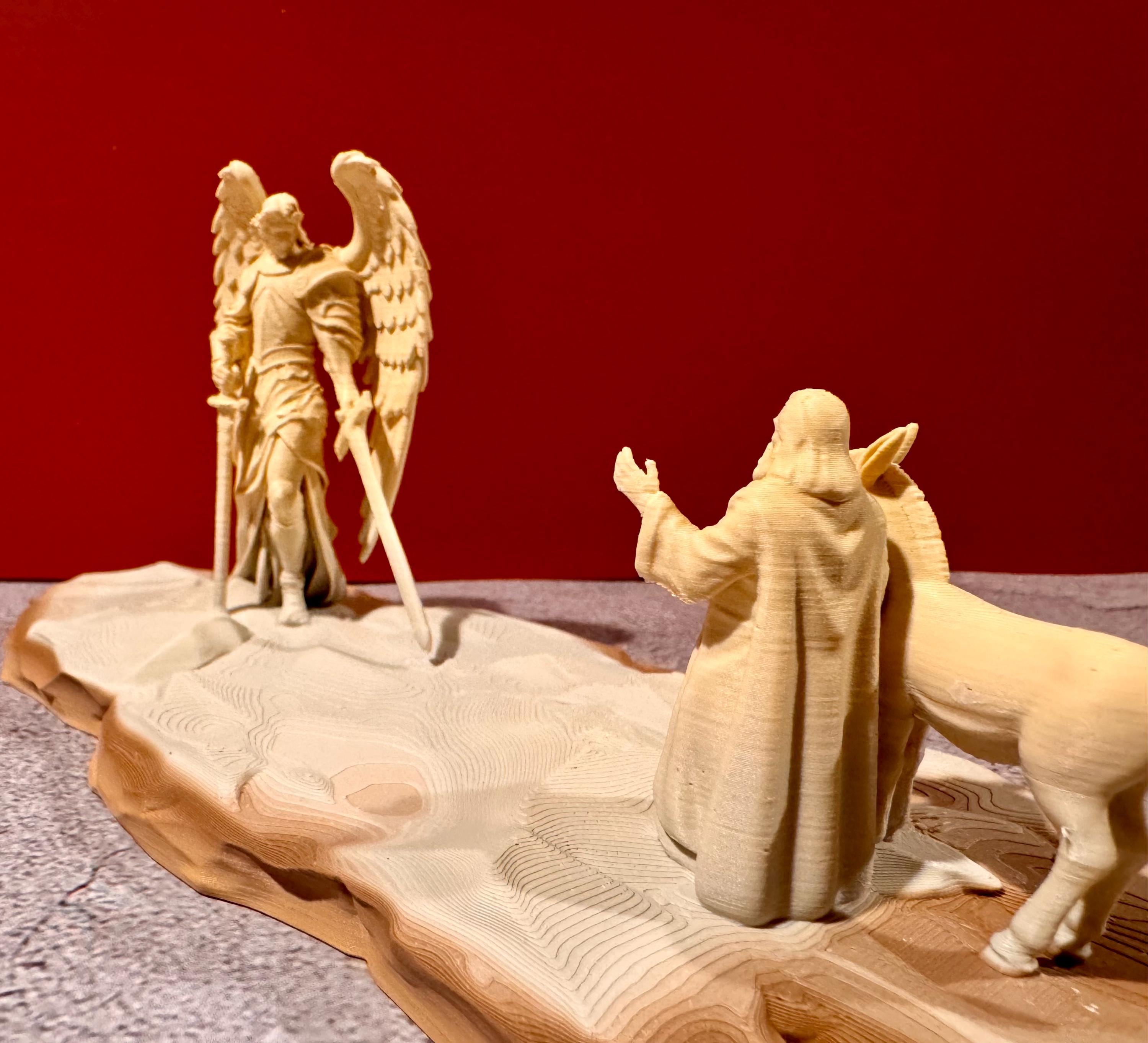 Balaam and Angel Statue – Numbers 22 Biblical Scene, 3D Printed Religious Art