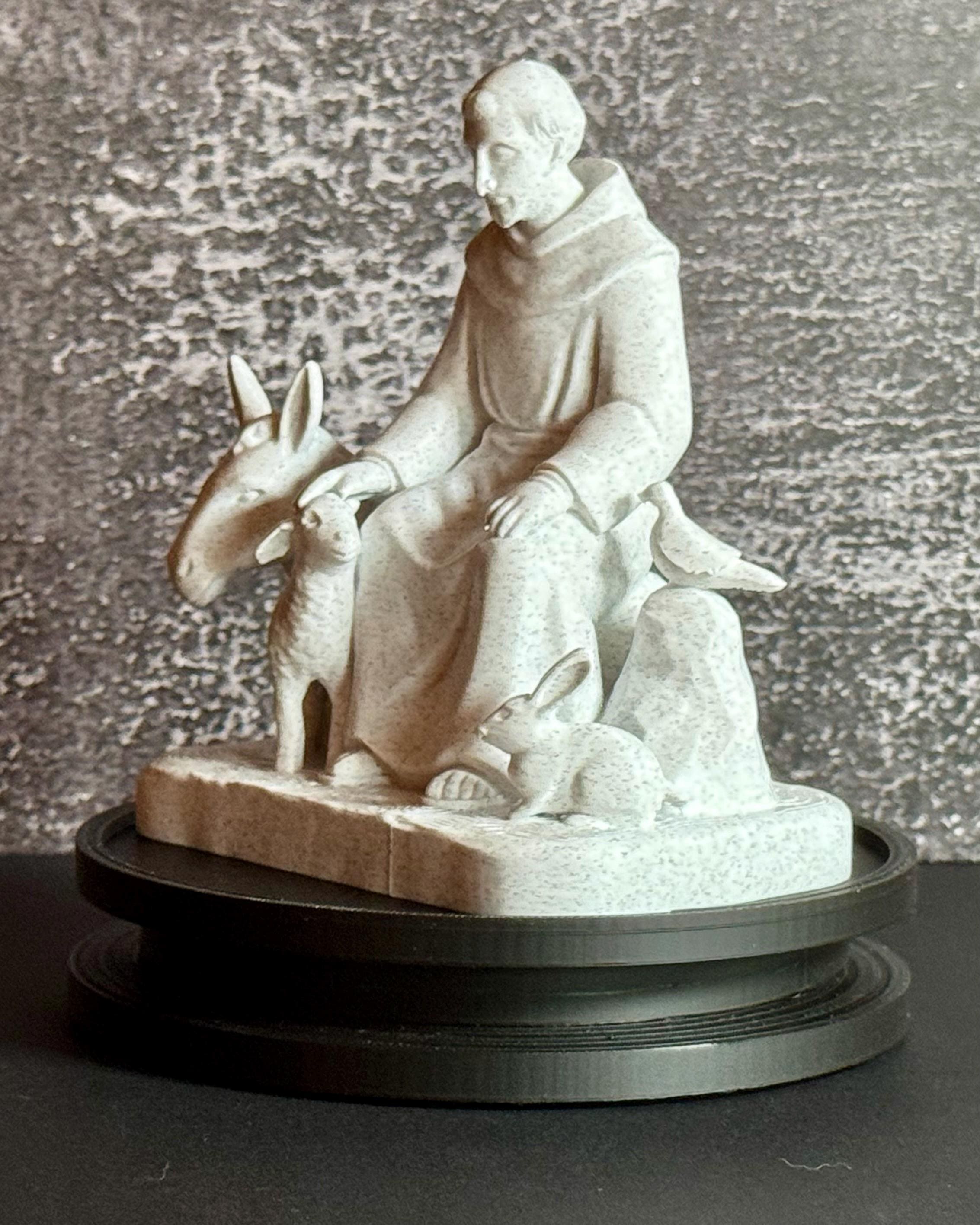 Seated St. Francis Statue with Animals | Patron Saint of Animals | Pet Memorial Christian Decor