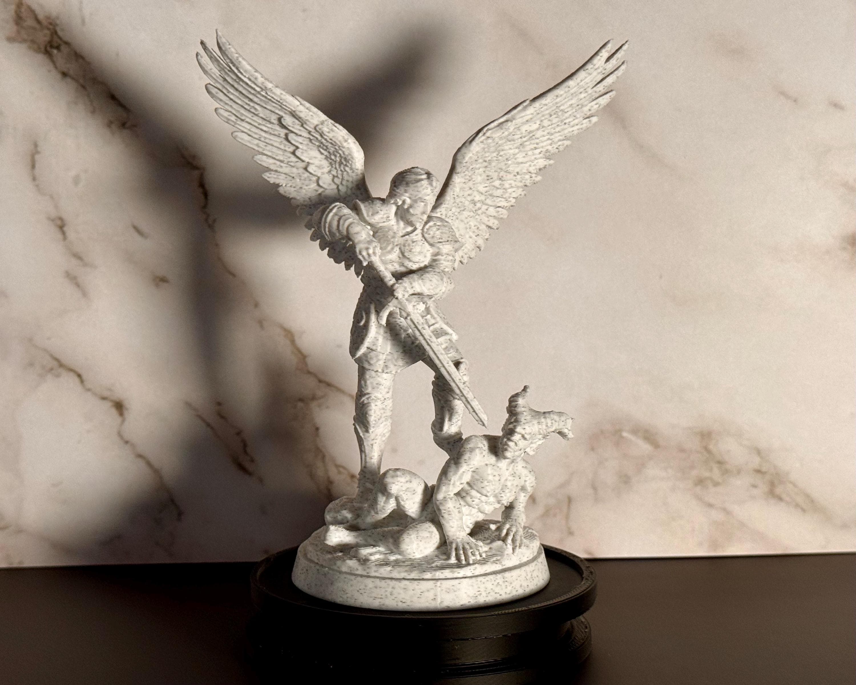 Archangel Michael Statue – 4.7” Desk Size – Christian Sculpture – Religious Decor – Desktop Series
