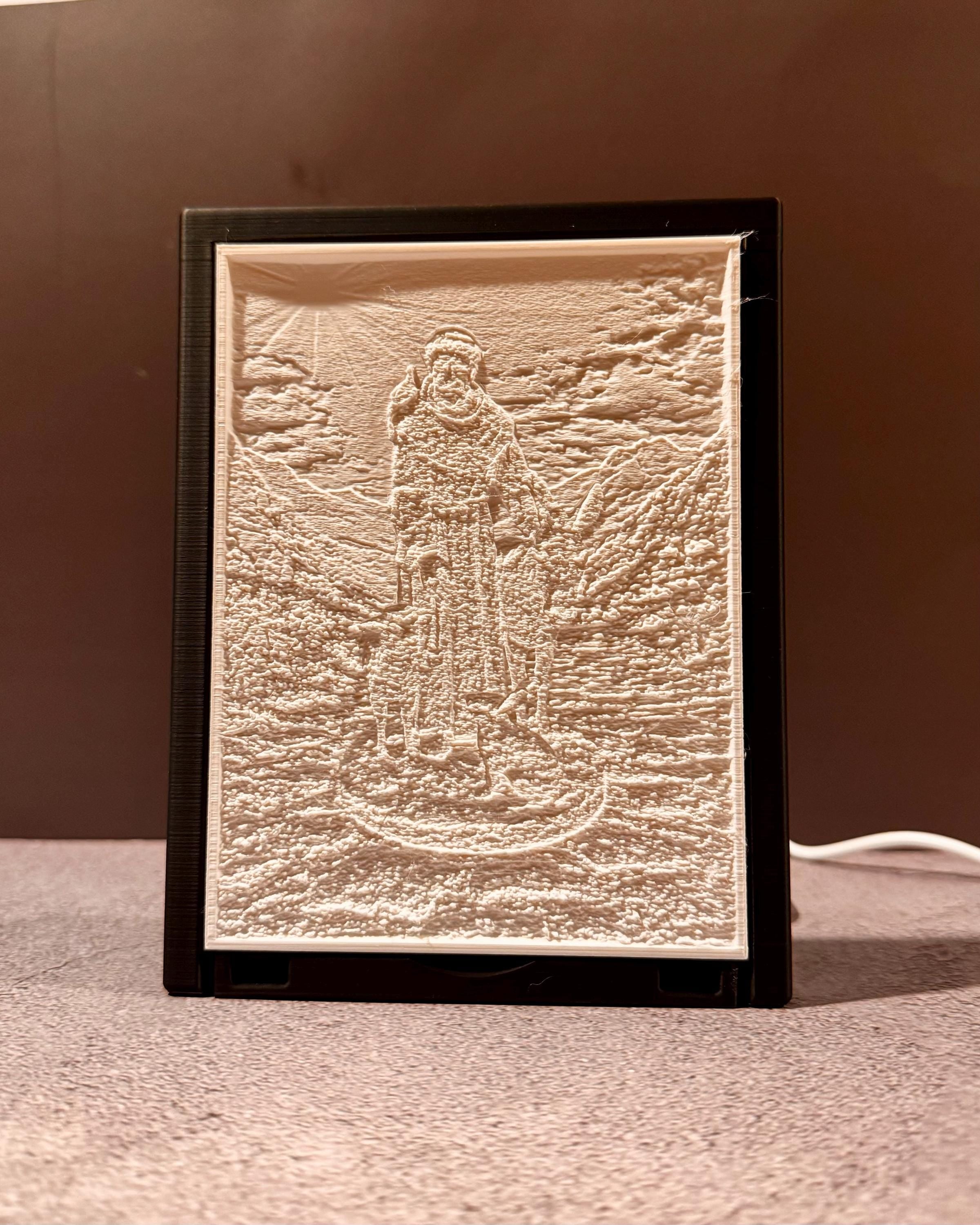 Illuminated Saint Francis Lithophane | Backlit Religious Art | LED Faith Decor | Christian Gift