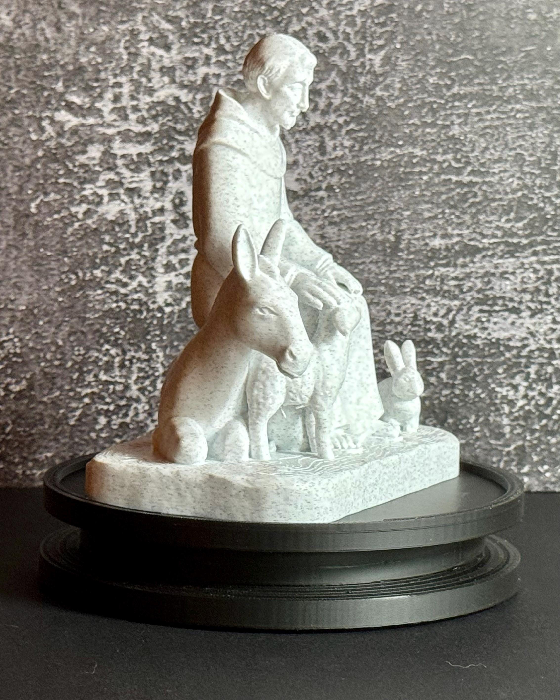 Seated St. Francis Statue with Animals | Patron Saint of Animals | Pet Memorial Christian Decor