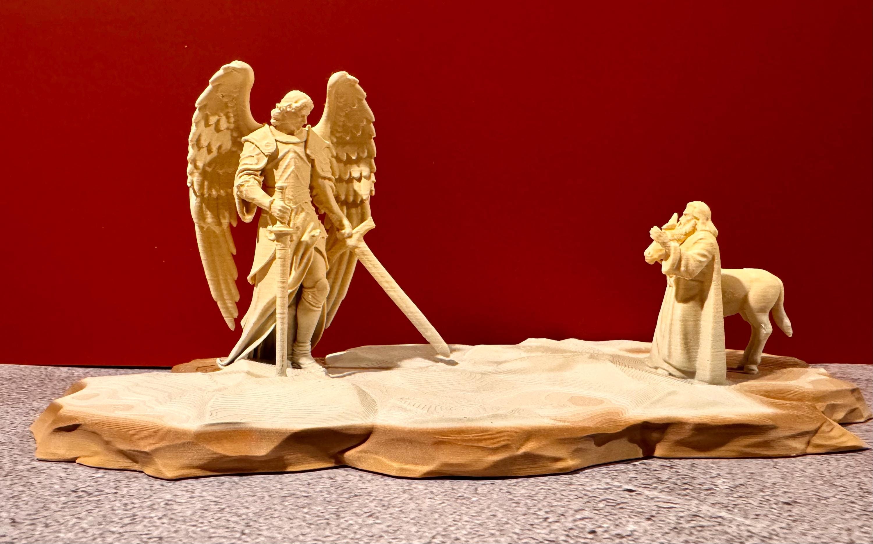 Balaam and Angel Statue – Numbers 22 Biblical Scene, 3D Printed Religious Art
