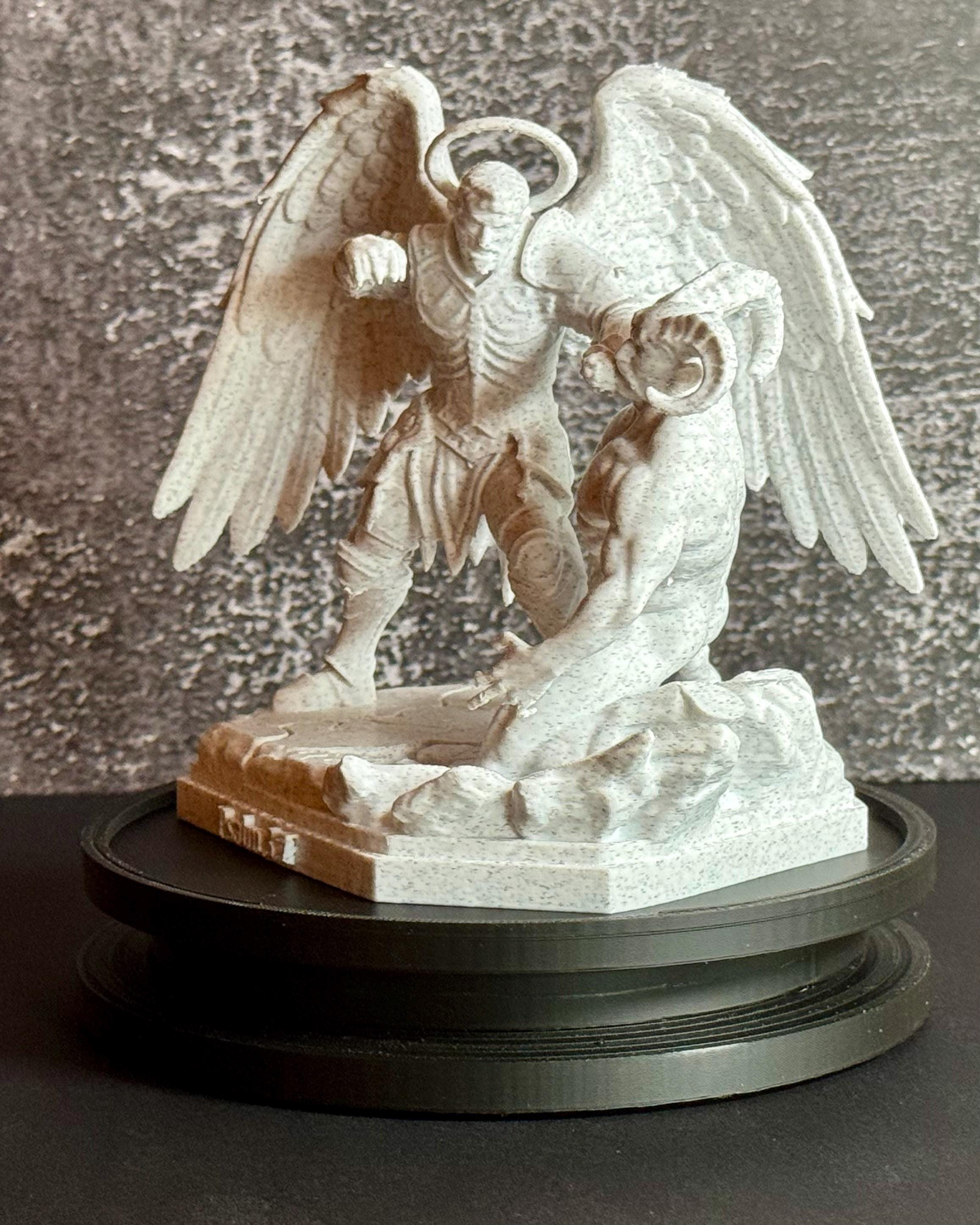 Archangel Michael Statue – Psalm 3:7 – Christian Religious Sculpture – Angel Defeating Evil – Faith Decor
